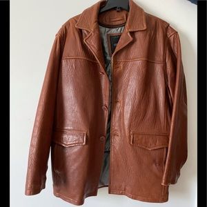 Excelled. Luggage color leather jacket. Size large